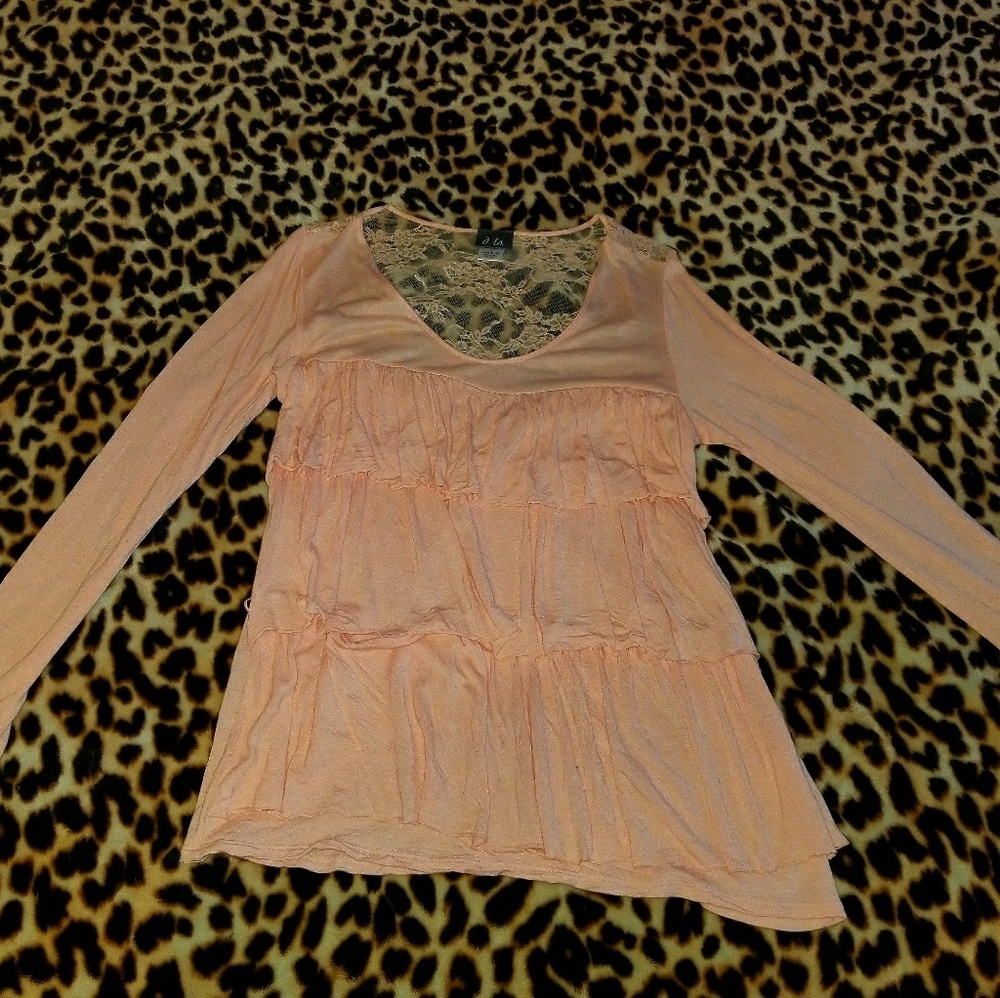Peach "Dots" lace back top